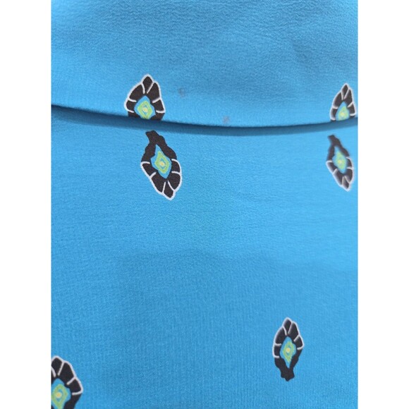 Silk‎ Lore Button Up Shirt Size M 100% Silk Long Sleeve Blue Print Blouse - Picture 7 of 8